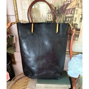 Elegant Black Leather Tote Bag